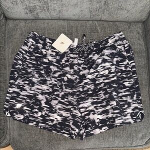 Fabletics Black and White Athletic Shorts with Camouflage Pattern